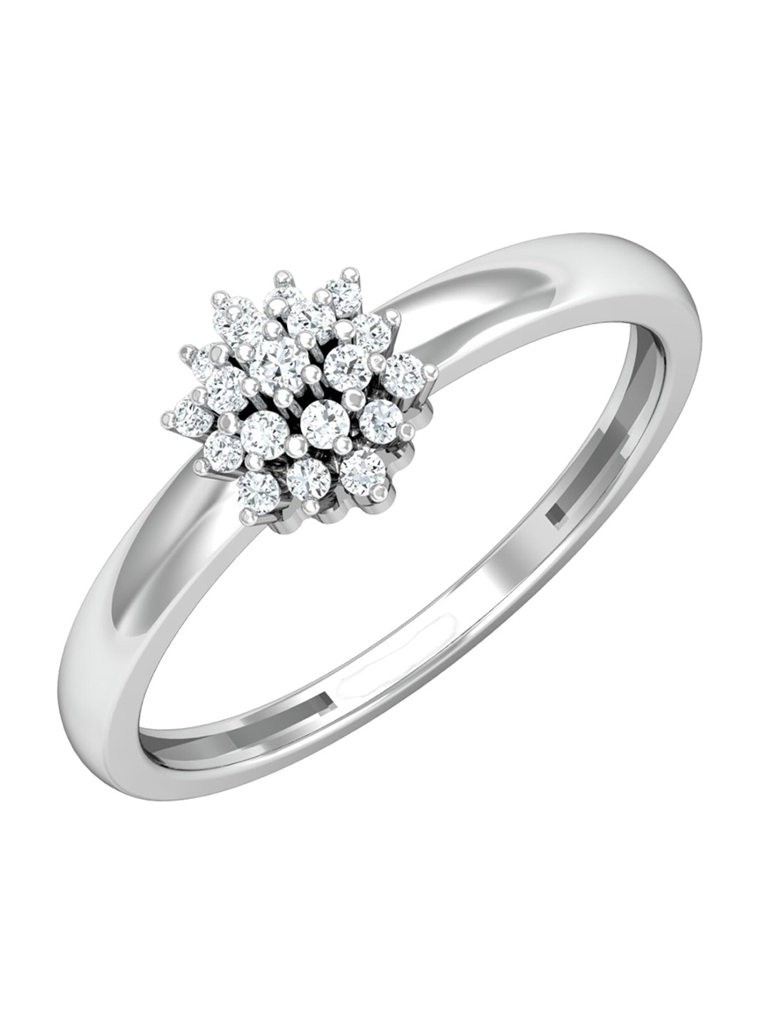 

KUBERBOX 18KT White Gold Diamond Studded Ring-2.16gm, Silver