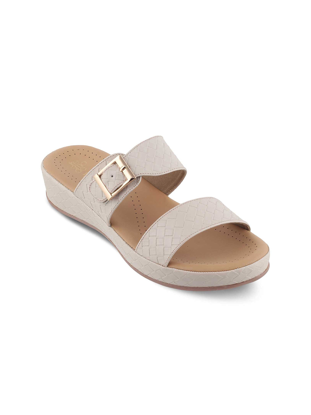 

Tresmode Textured Comfort Heels With Buckles, Beige
