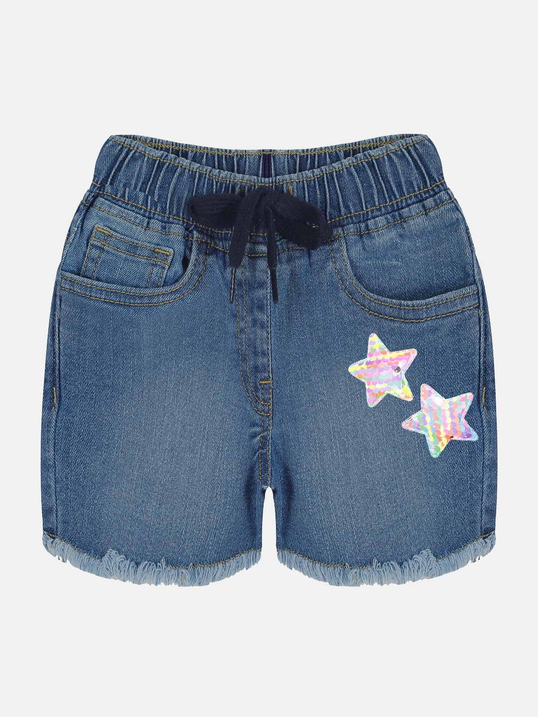 

KiddoPanti Girls Mid Rise Denim Shorts, Blue