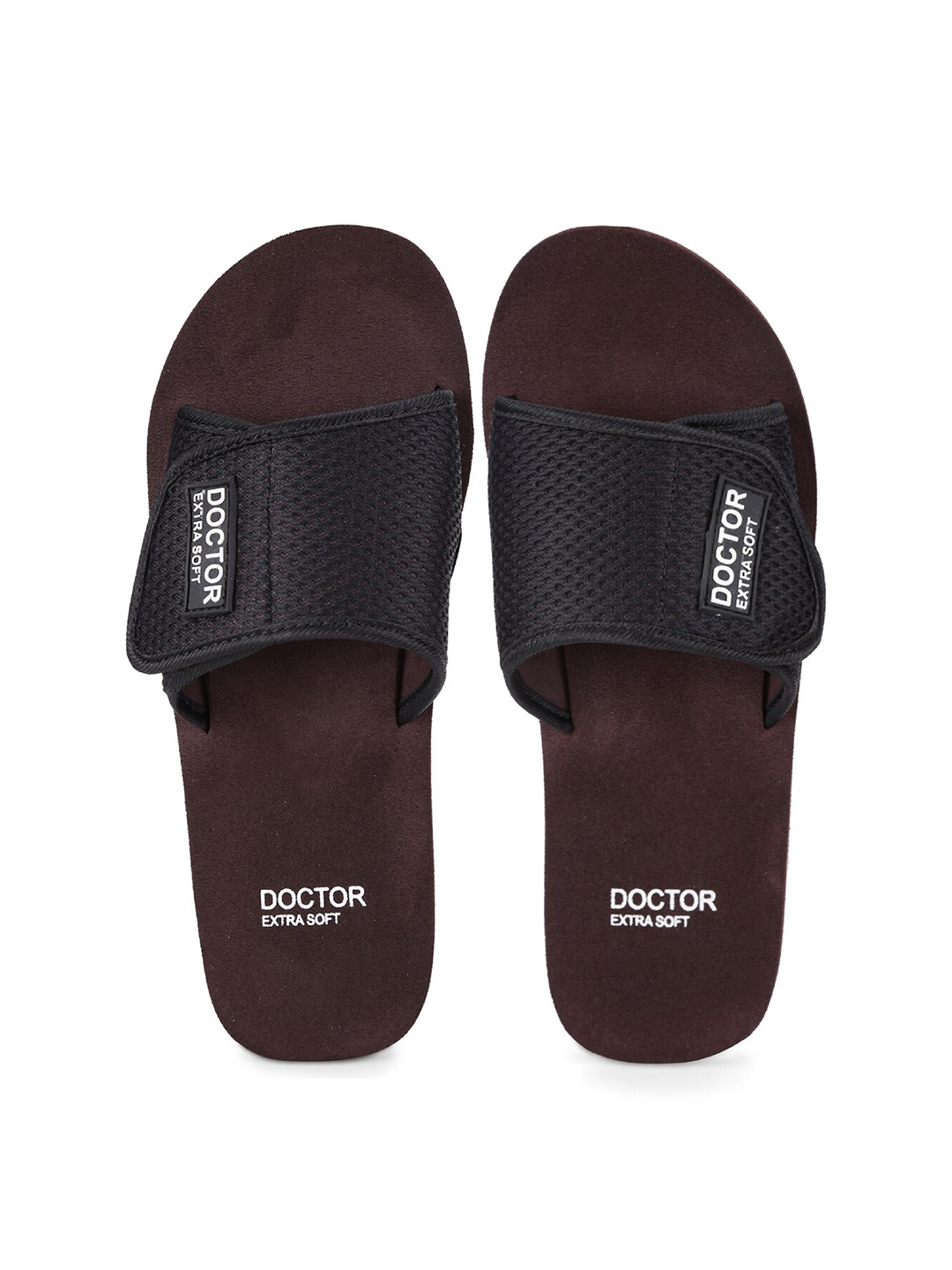 

DOCTOR EXTRA SOFT Men Textured Orthopedic Non-Slip Sliders, Brown