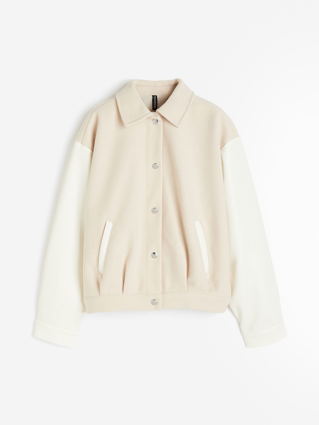 

H&M Motif-Detail Baseball Jacket, Beige