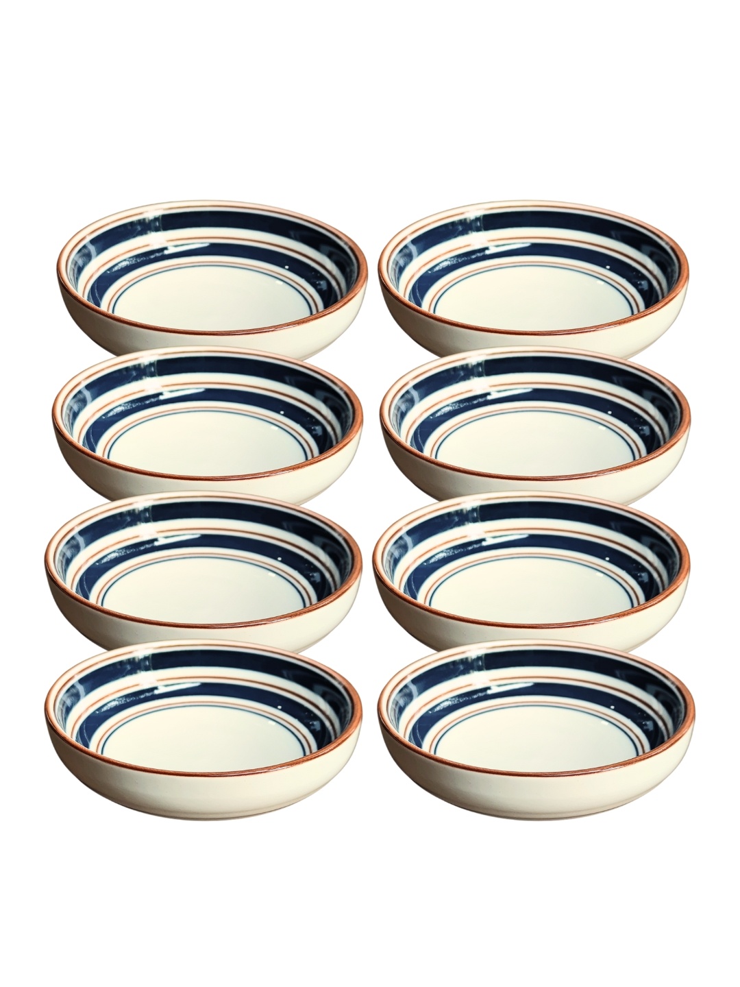 

YELONA Blue & White 8 Pieces Geometric Printed Porcelain Glossy Plates 80ml each