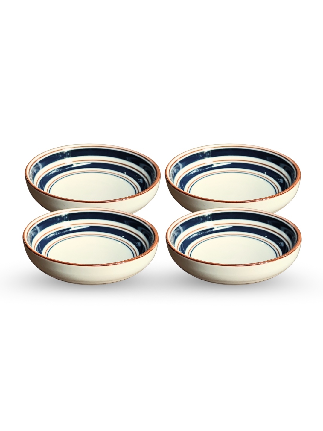 

YELONA Blue & White 4 Pieces Geometric Printed Porcelain Glossy Bowls 80 ml