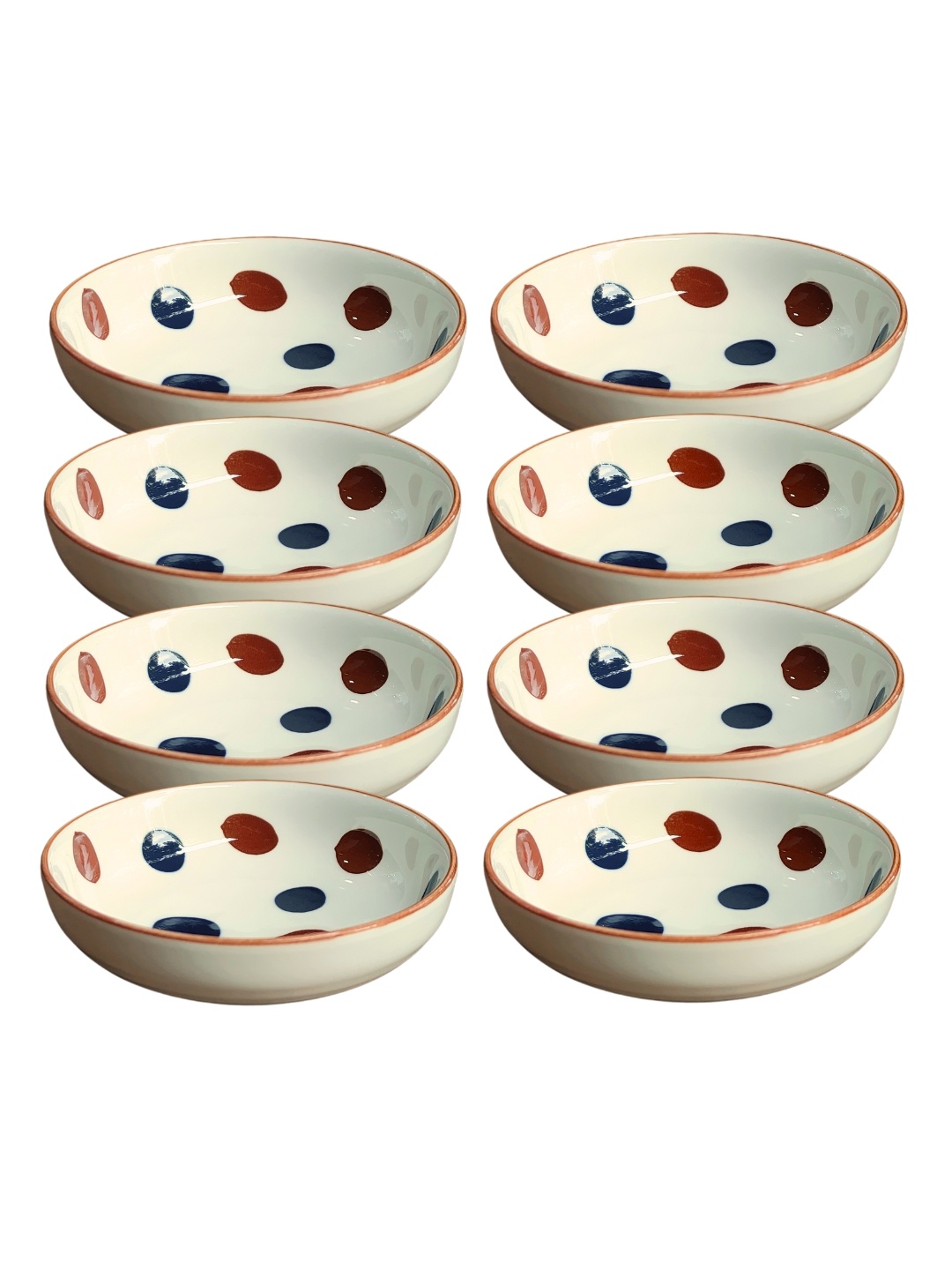 

YELONA Blue & Beige 8 Pieces Geometric Printed Porcelain Glossy Bowls 80 ml