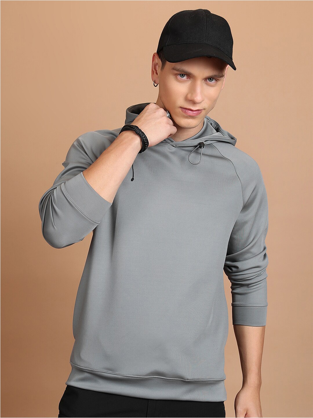 

HIGHLANDER Hooded Raglan Sleeves Sweatshirt, Grey