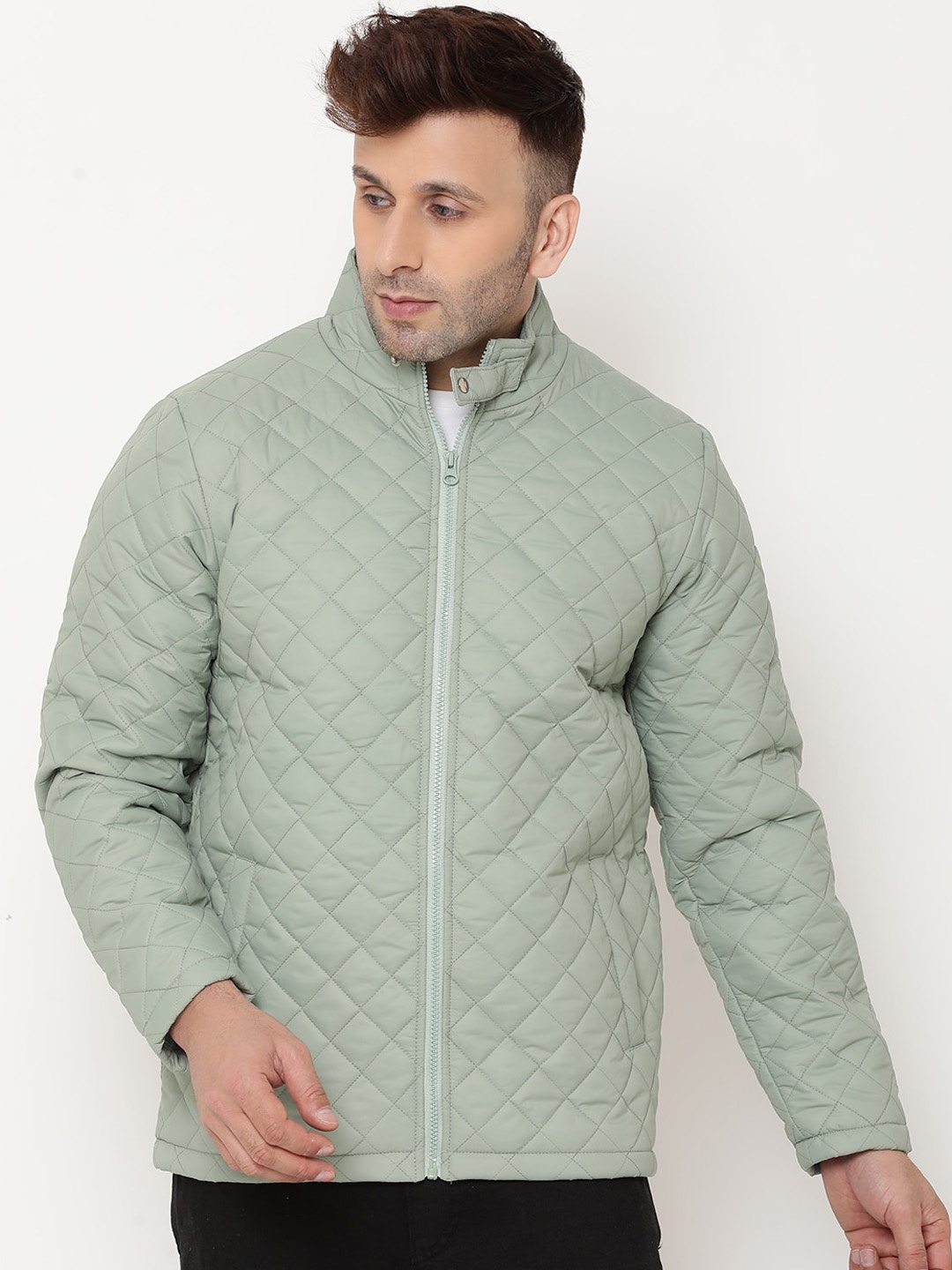 

9ty3ree Mock Collar Insulator Quilted Jacket, Green
