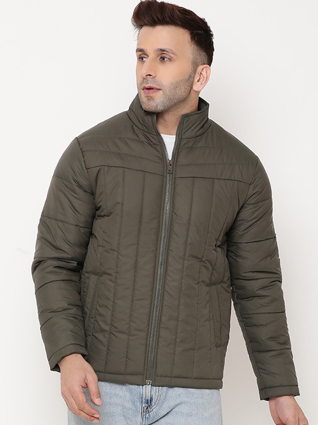 

9ty3ree Insulator Mock Collar Padded Jacket, Olive