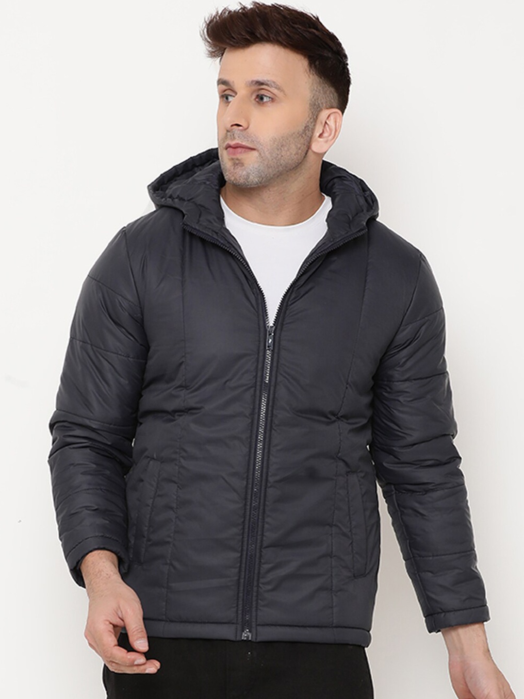 

9ty3ree Hooded Insulator Puffer Jacket, Navy blue