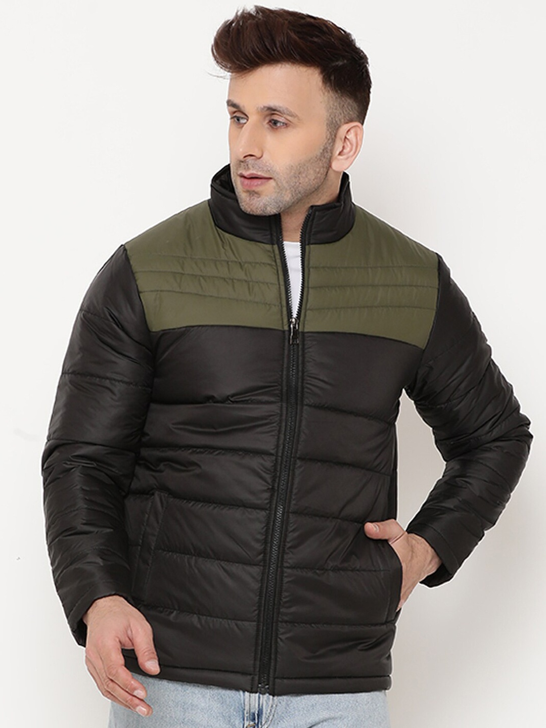 

9ty3ree Mock Collar Puffer Jacket, Black