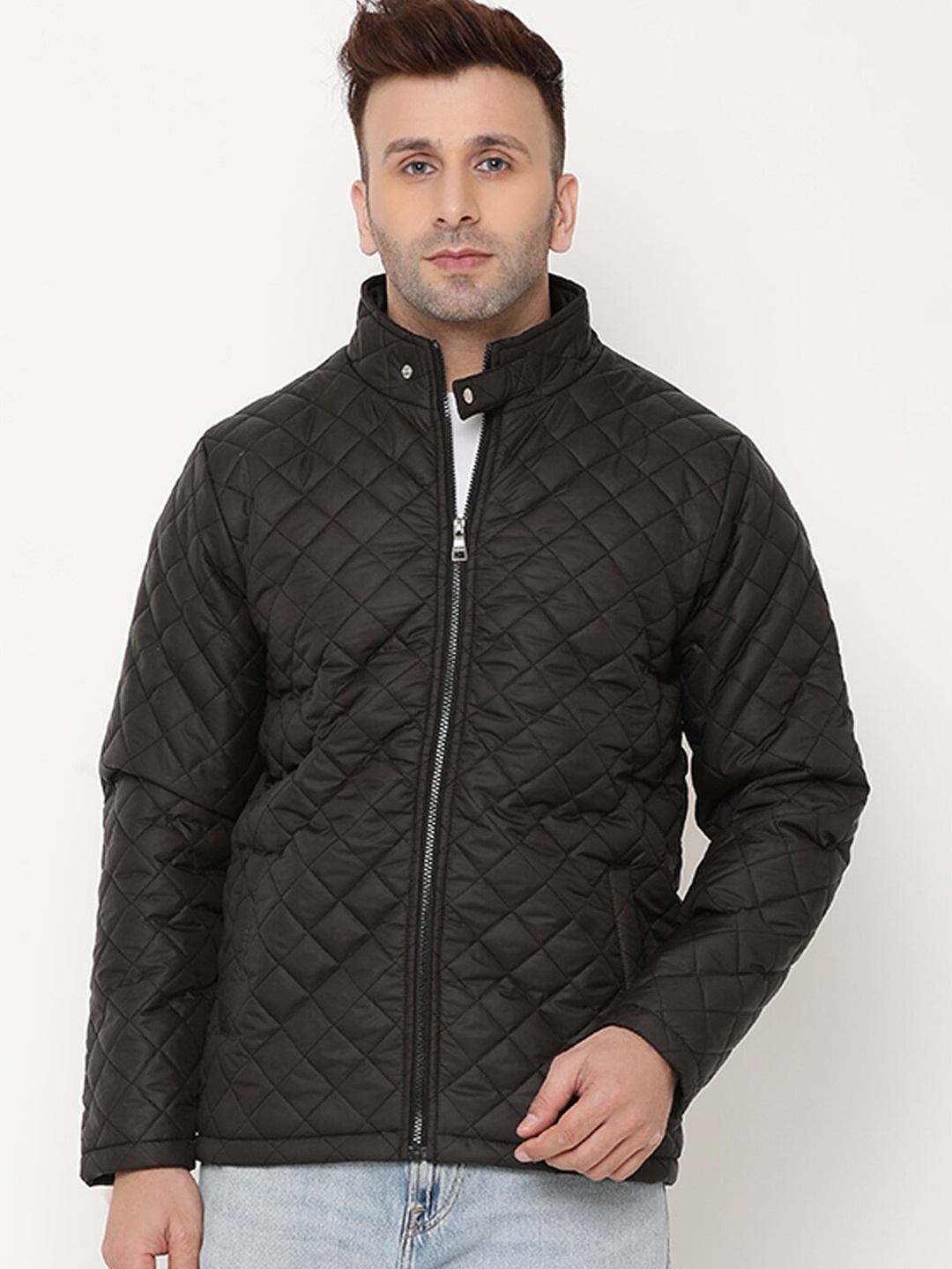 9ty3ree Mock Collar Insulator Quilted Jacket, Black