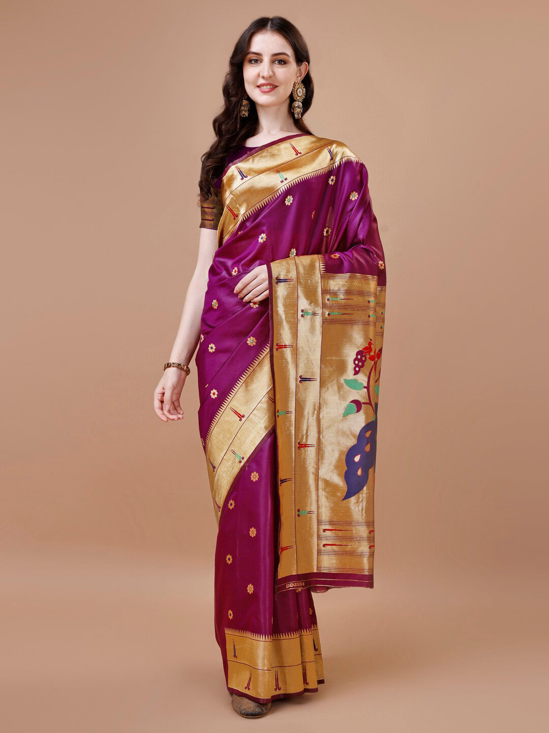 

MAGMINA Woven Design Zari Banarasi Saree, Purple