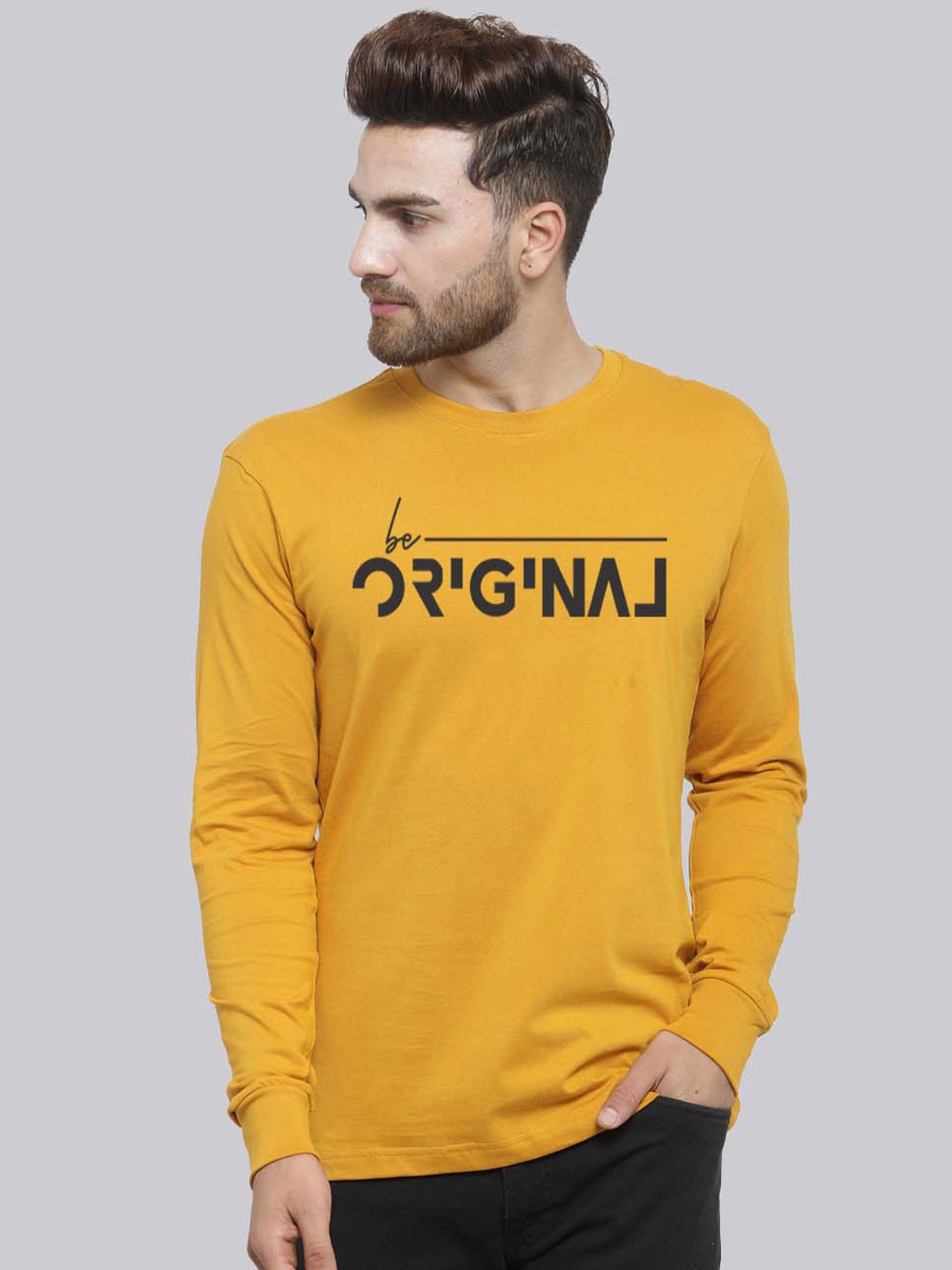 

Friskers Typography Printed Pure Cotton Slim Fit T-shirt, Mustard