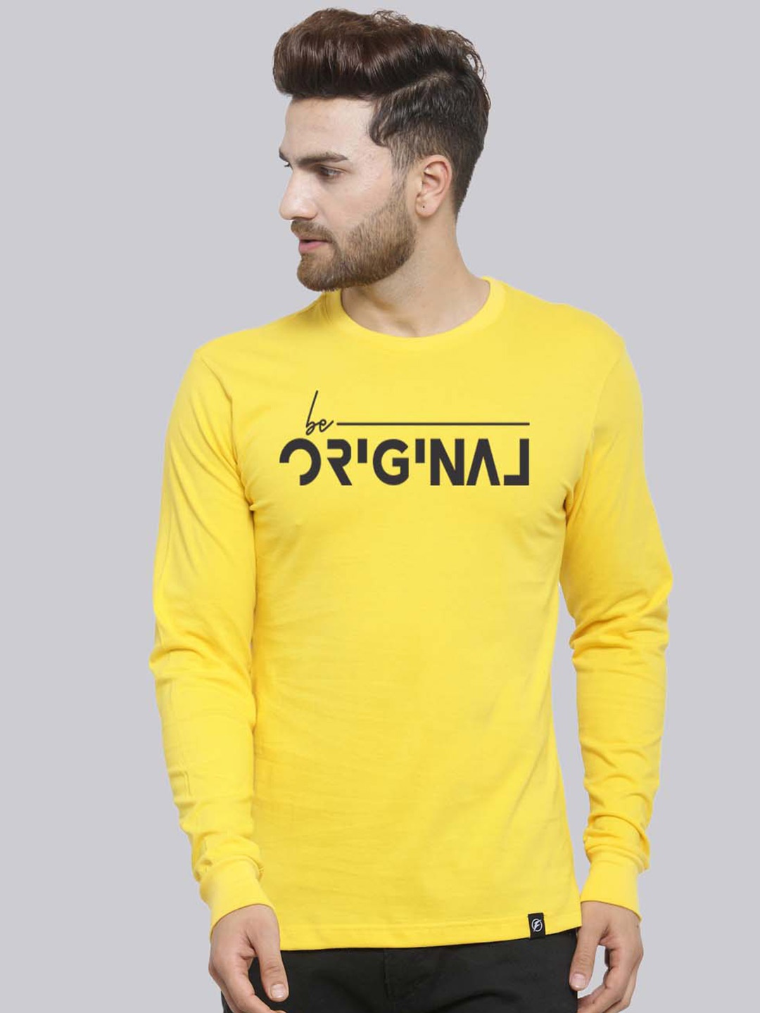 

Friskers Typography Printed Long Sleeve Pure Cotton Slim Fit T-shirt, Yellow