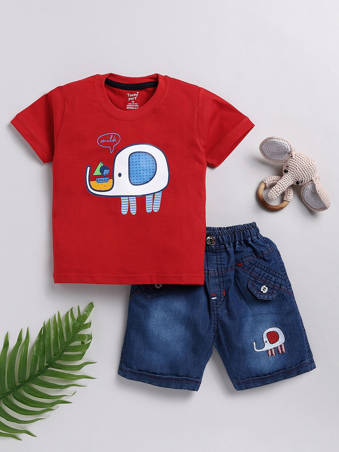 

Toonyport Boys Printed Clothing Set, Red