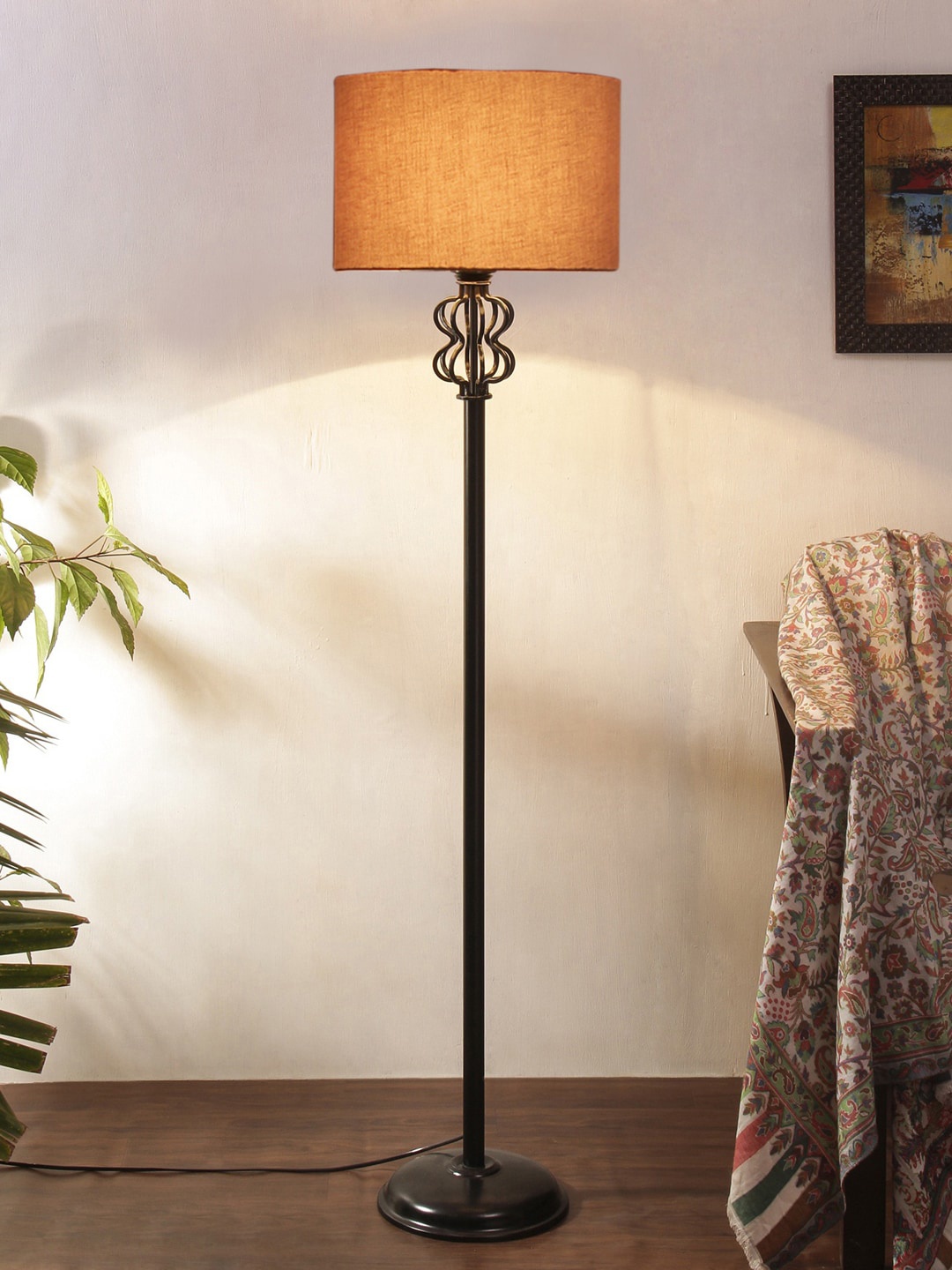 

Devansh Grey Cotton Drum Snake Iron Basket Floor Lamp