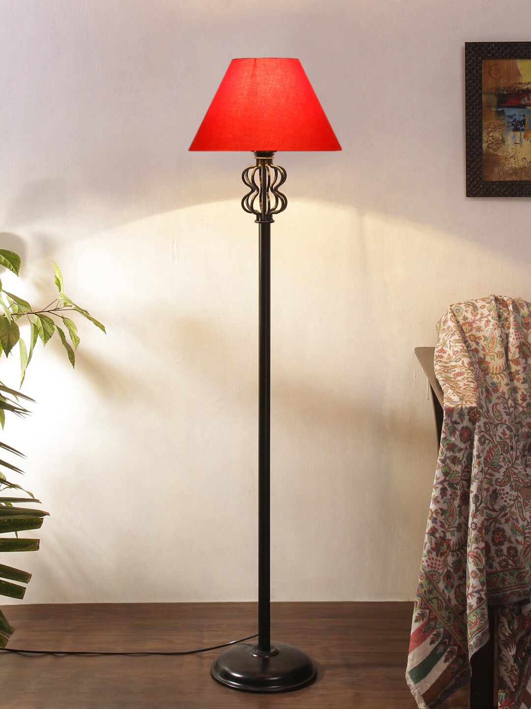 

Devansh Orange & Black Cotton Conical Snake Iron Basket Floor Lamp