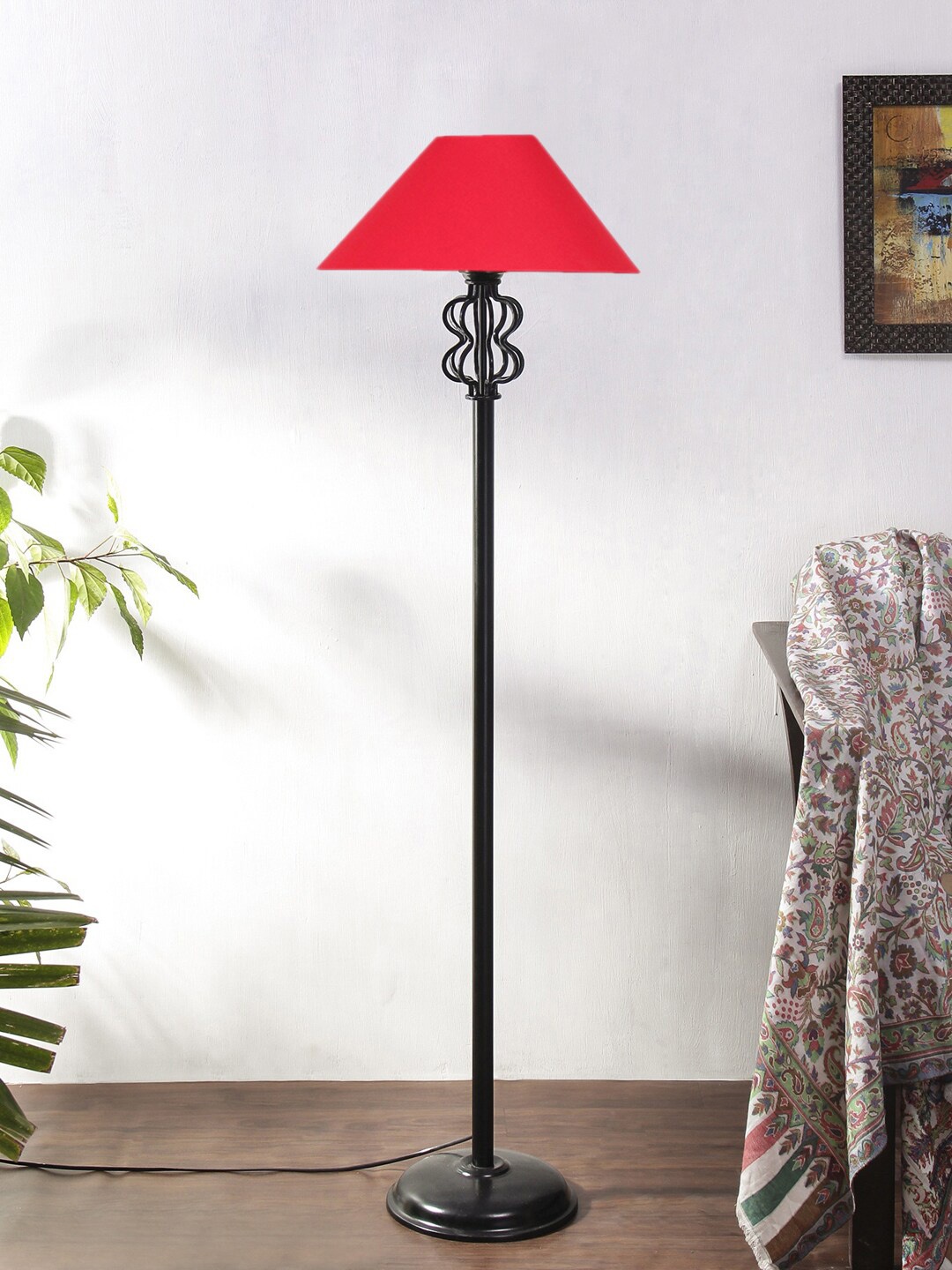 

Devansh Red & Black Cotton Snake Iron Basket Floor Lamp