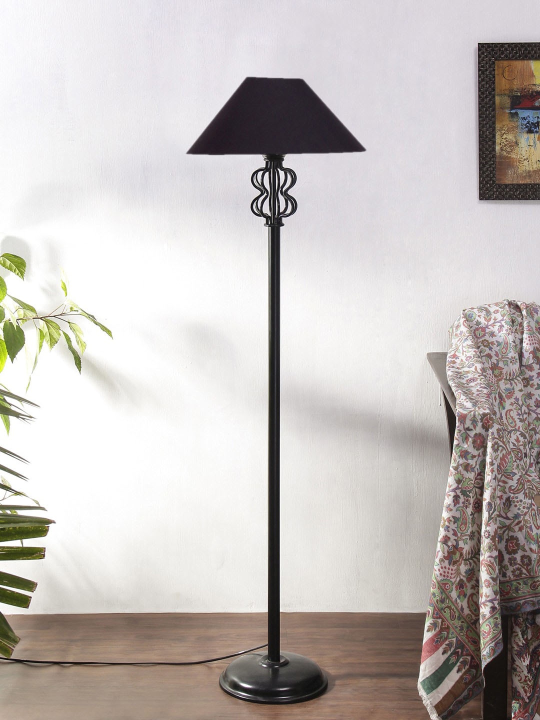

Devansh Black Cotton Snake Iron Basket Floor Lamp