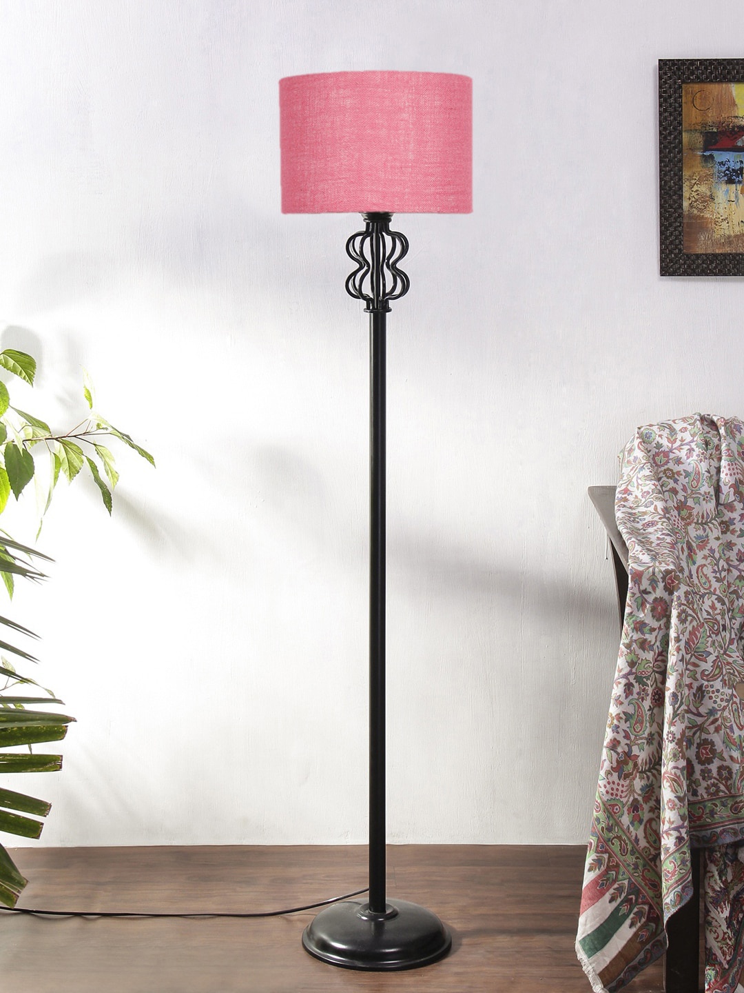 

Devansh Pink Jute Drum Snake Iron Basket Floor Lamp