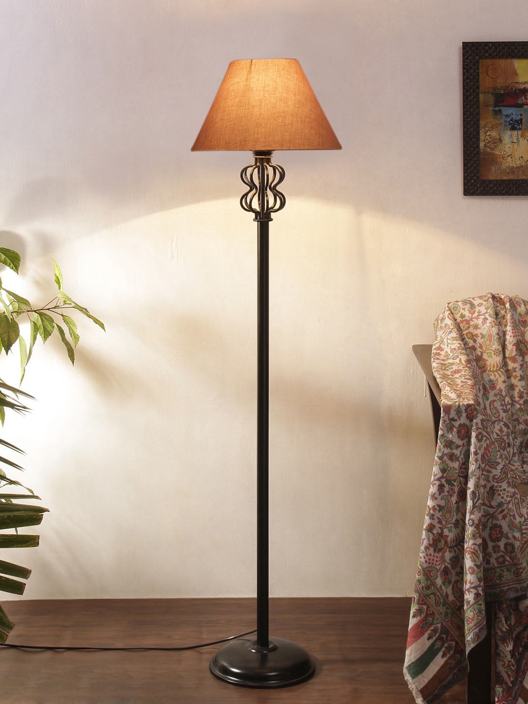 

Devansh Grey & Black Cotton Conical Snake Iron Basket Floor Lamp