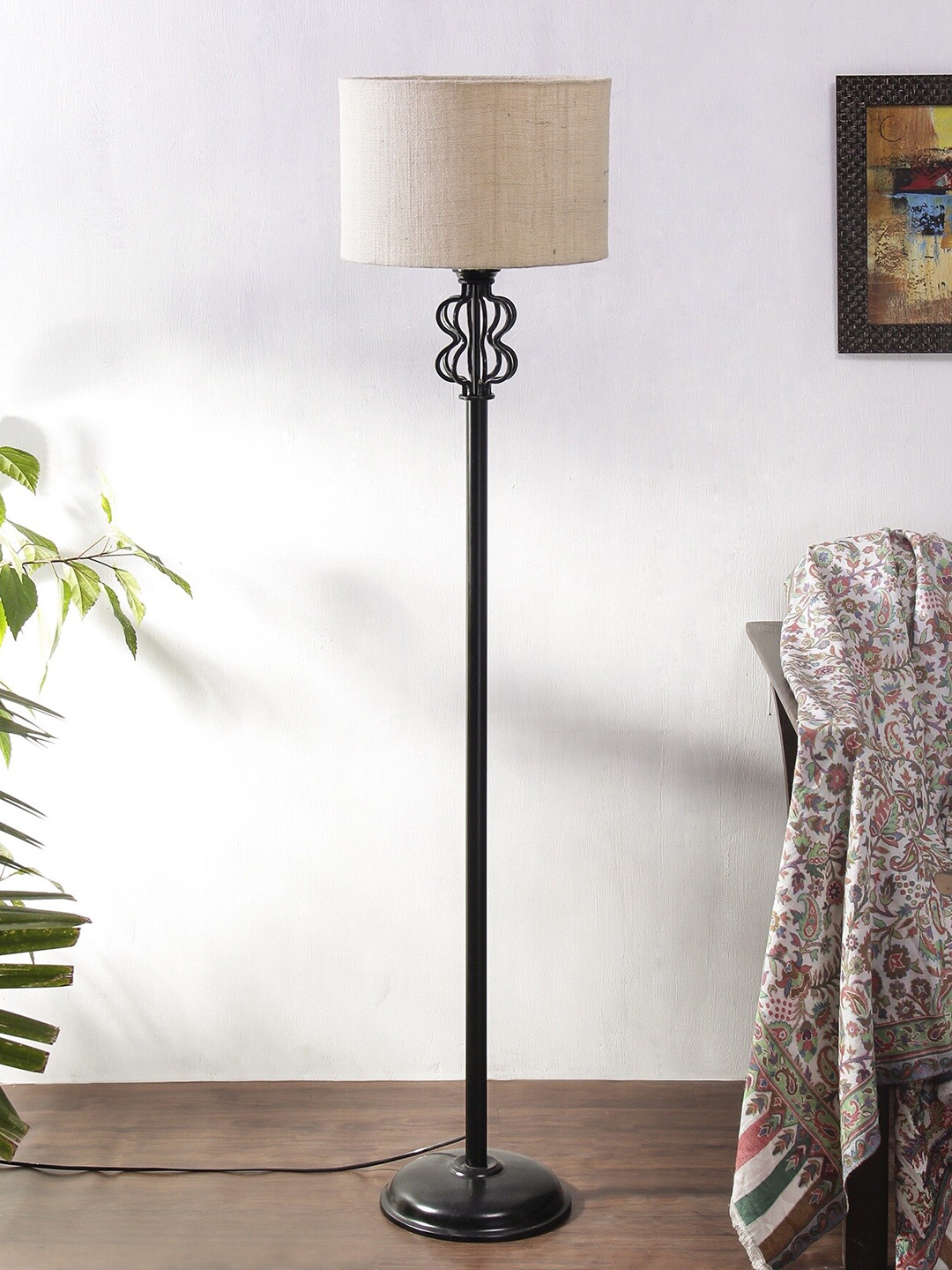 

Devansh White Jute Drum Snake Iron Basket Floor Lamp