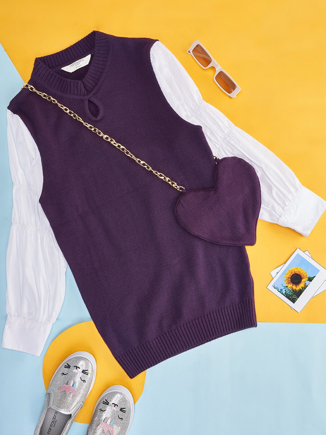 

Pantaloons Junior Girls Ribbed Pullover Sweater, Purple