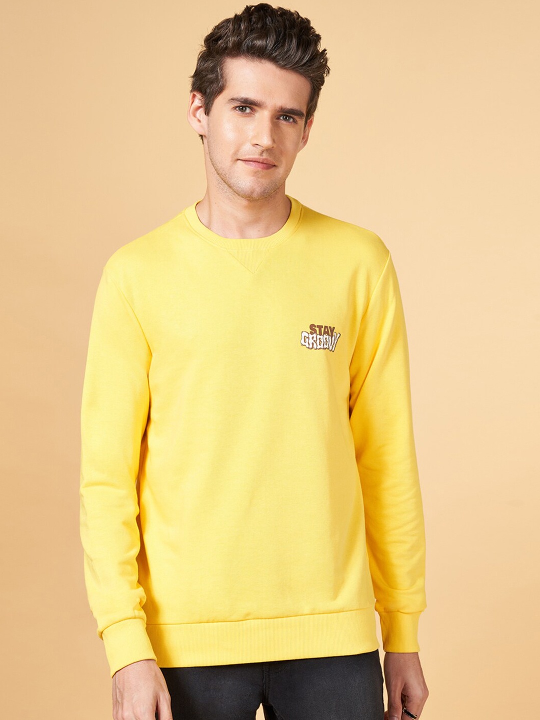 

YU by Pantaloons Round Neck Pullover Sweatshirt, Yellow