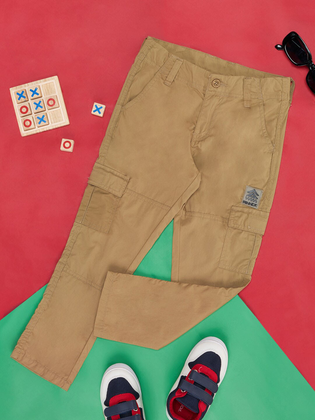 

Pantaloons Junior Boys Low-Rise Easy Wash Casual Cotton Cargos, Khaki