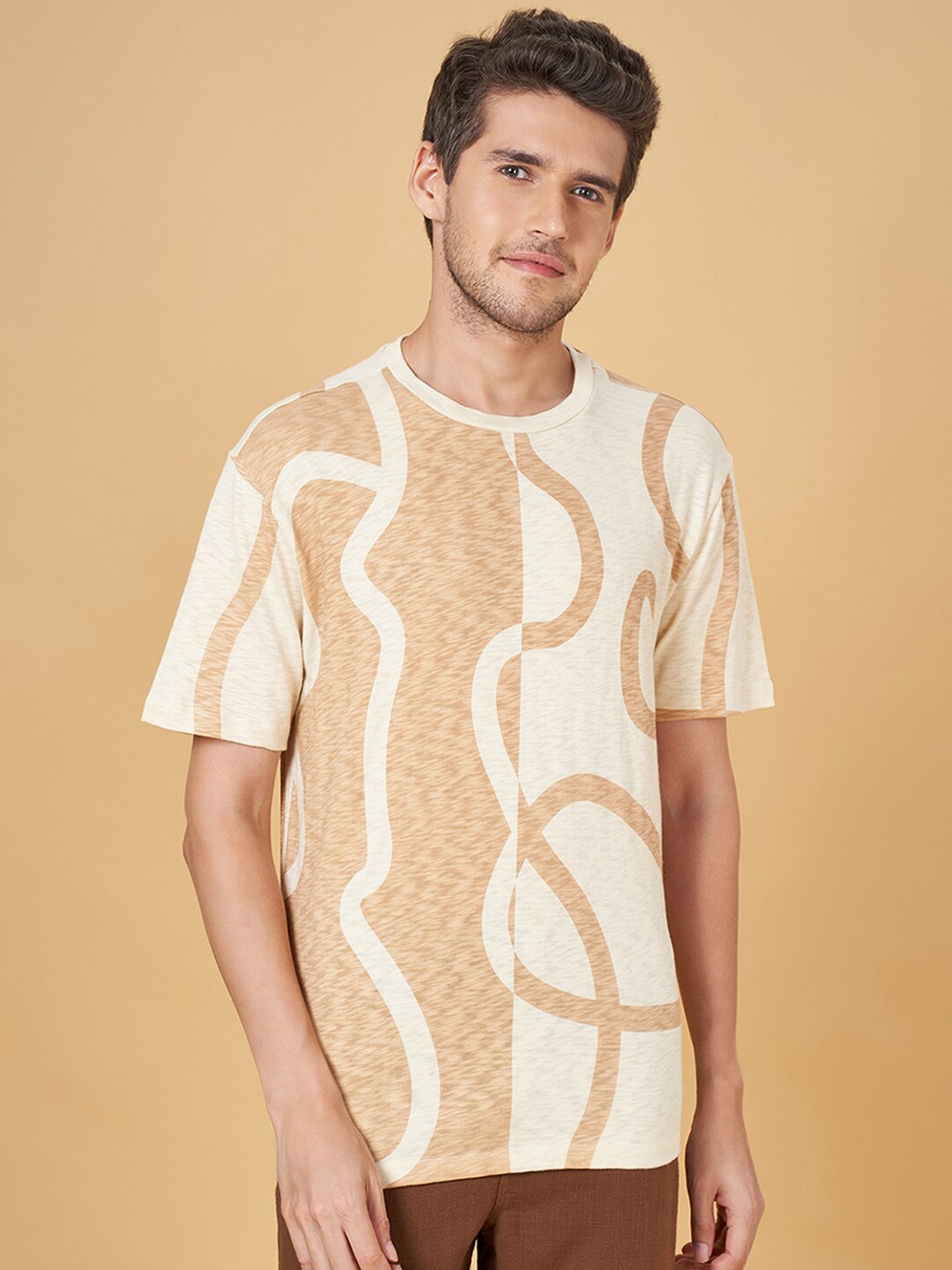 

7 Alt by Pantaloons Abstract Printed Relaxed Fit Cotton T-shirt, Off white