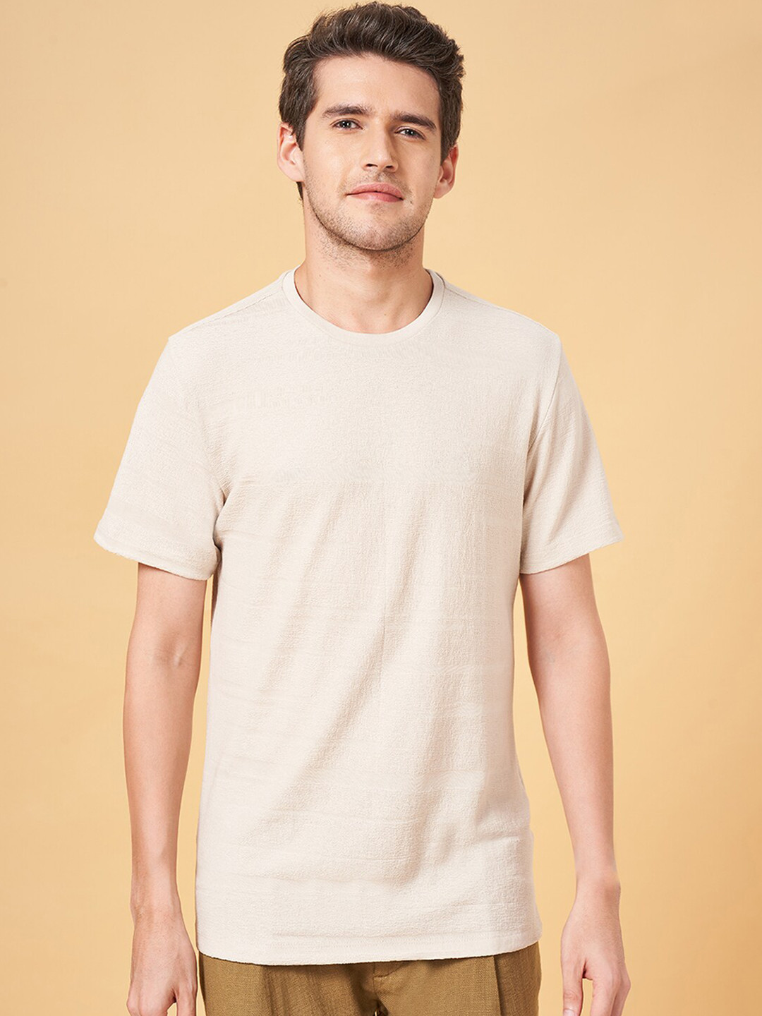 

7 Alt by Pantaloons Short Sleeves Relaxed Fit Cotton T-shirt, Off white