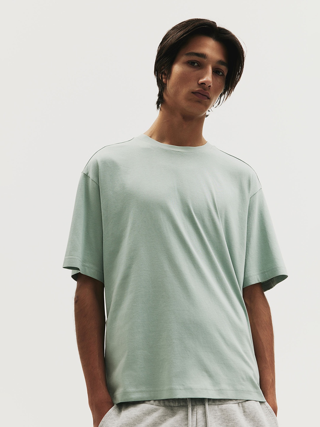 

H&M Pure Cotton Relaxed Fit T-shirt, Green