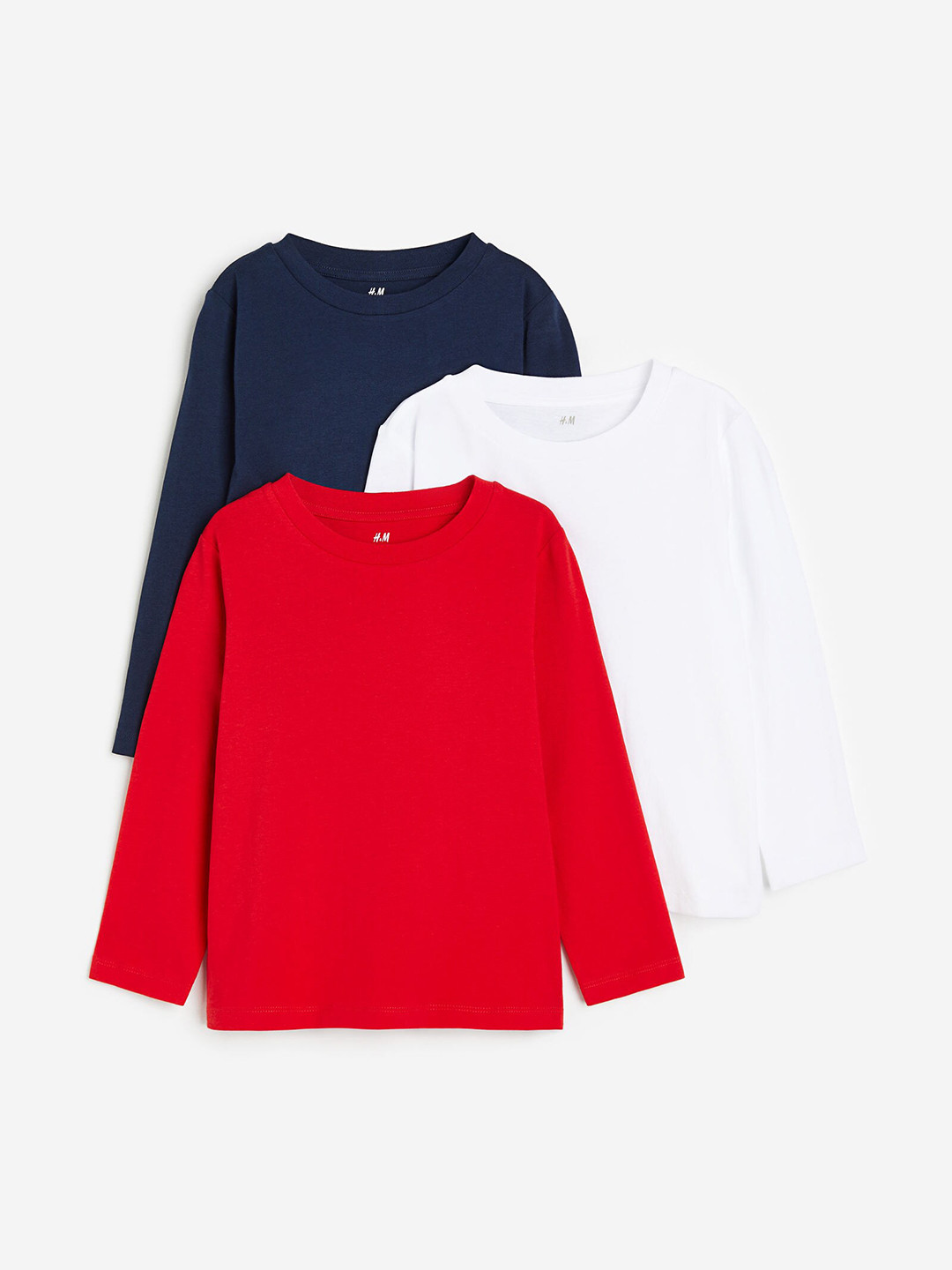

H&M Boys 3-Pack Long-Sleeved T-Shirts, Red