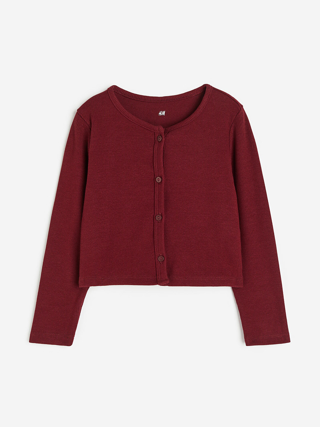 

H&M Girls Ribbed Jersey Cardigan, Maroon