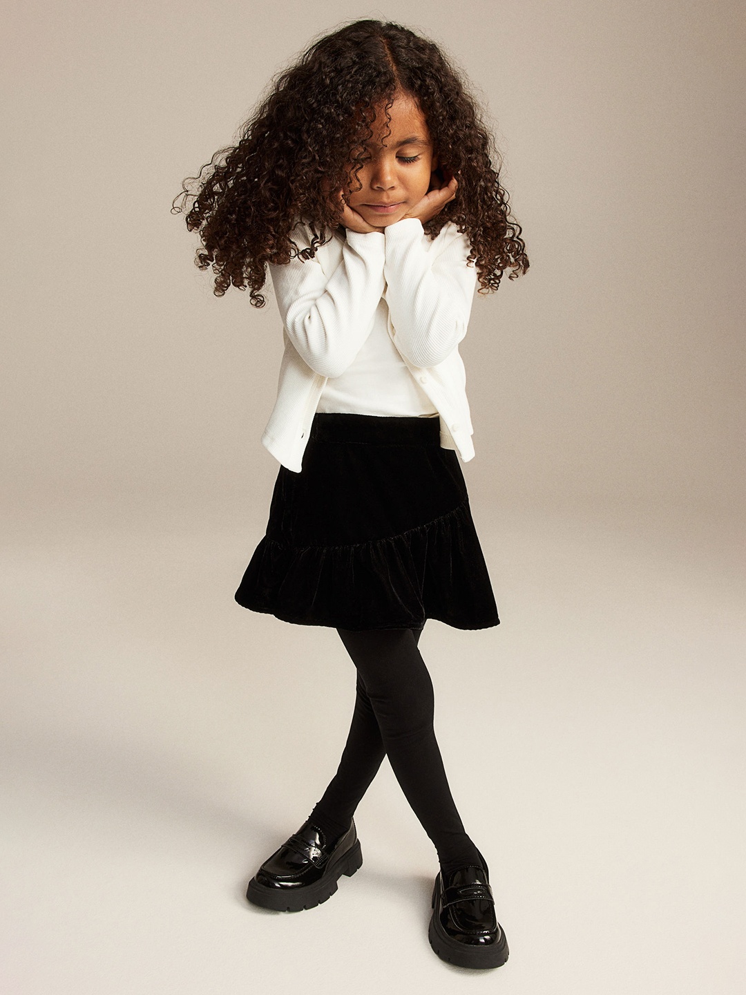 

H&M Girls Ribbed Jersey Cardigan, White