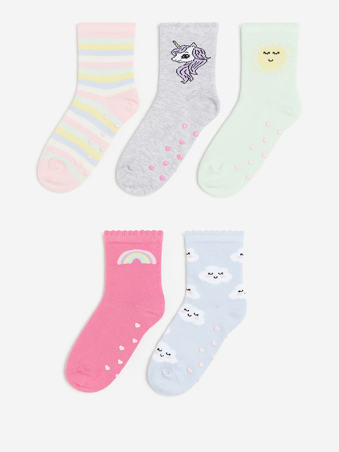 

H&M Girls 5-Pack Anti-Slip Socks, Blue