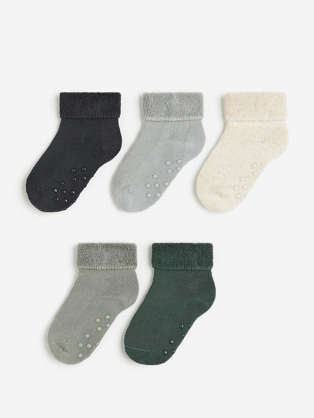 

H&M Boys 5-Pack Anti-Slip Terry Socks, Green