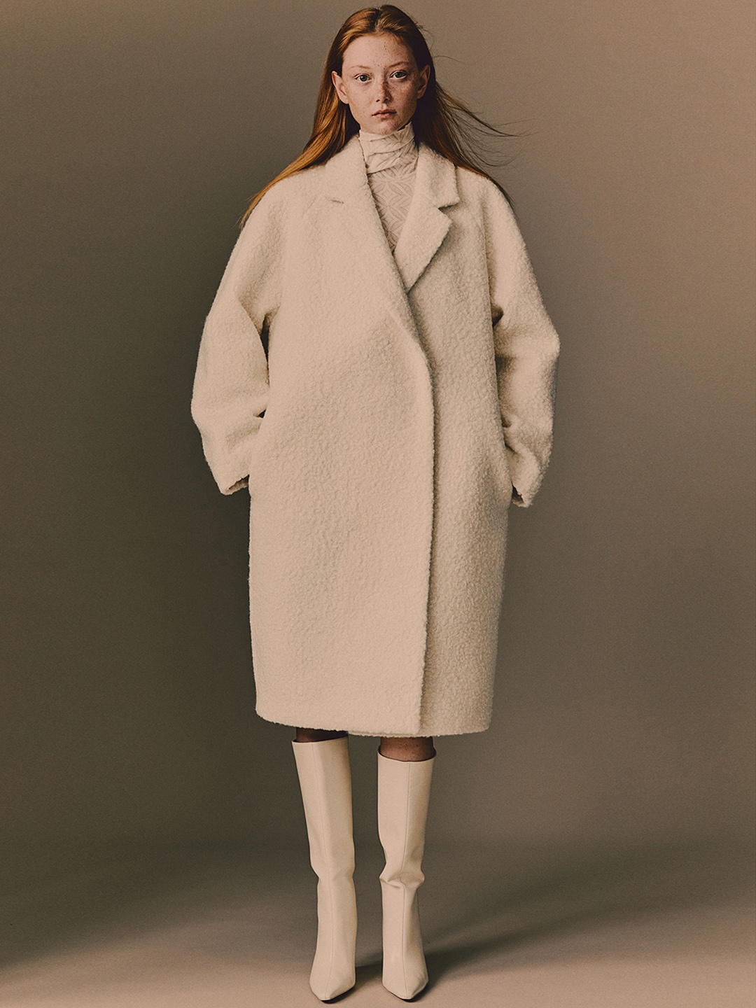 

H&M Double-Breasted Coat, White