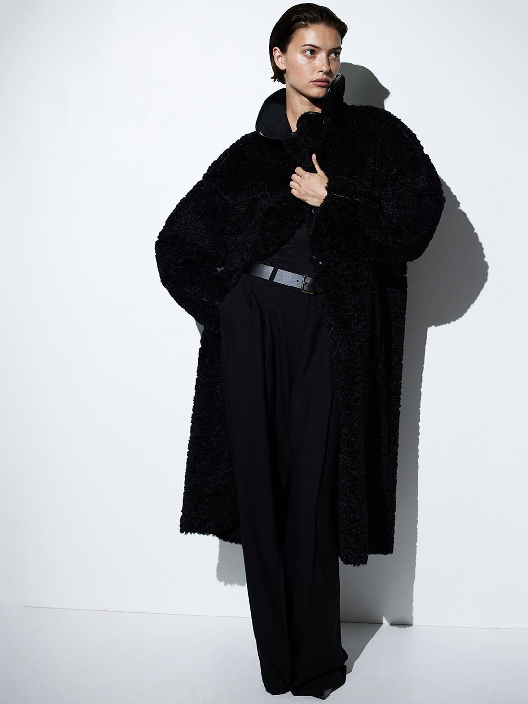 

H&M Teddy Coat, Black