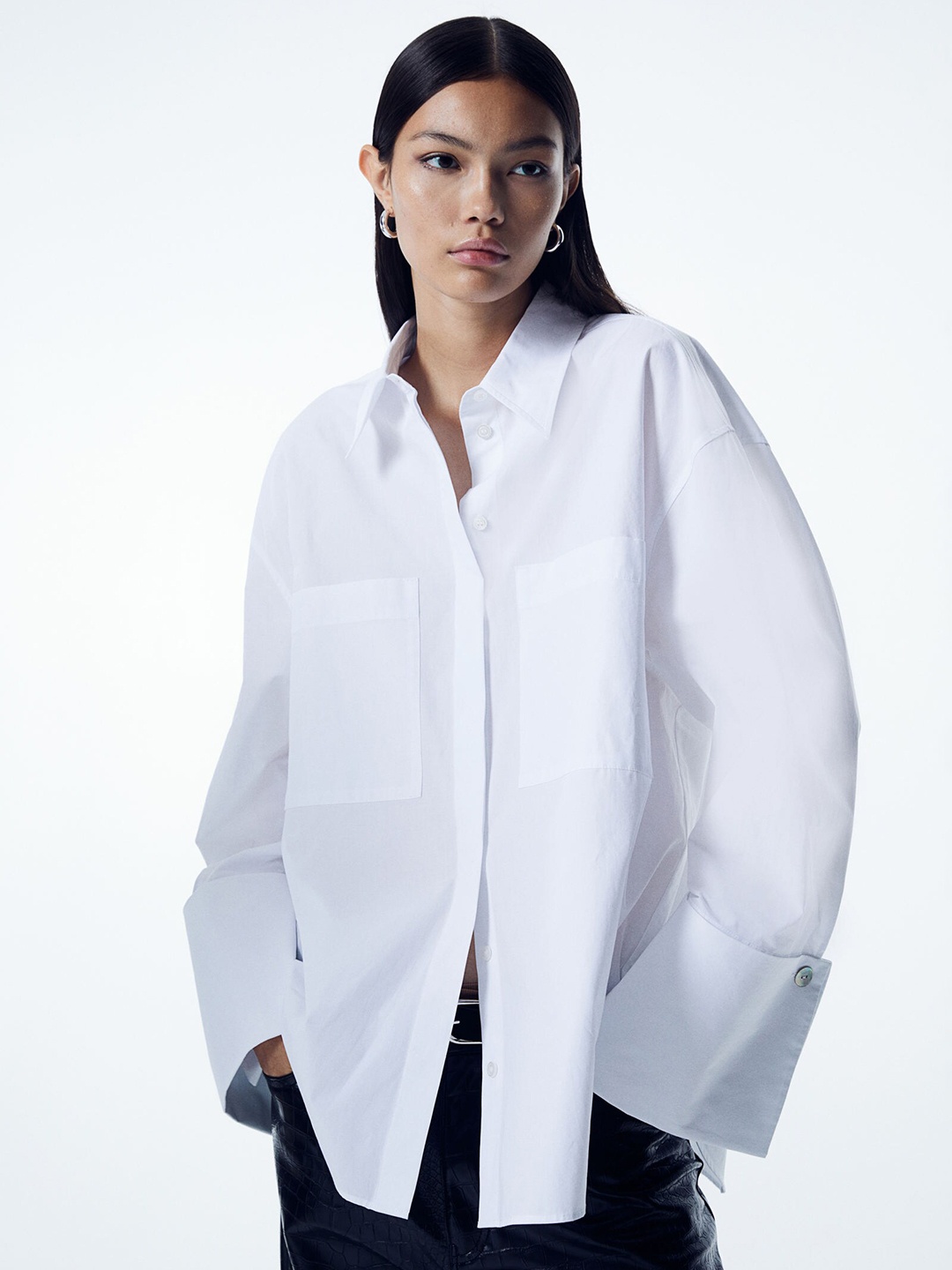 

H&M Oversized Cotton Shirt, White