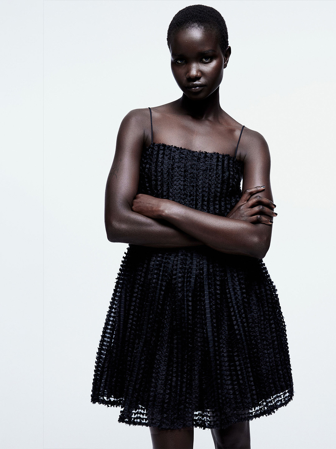 

H&M Textured Mini Dress, Black
