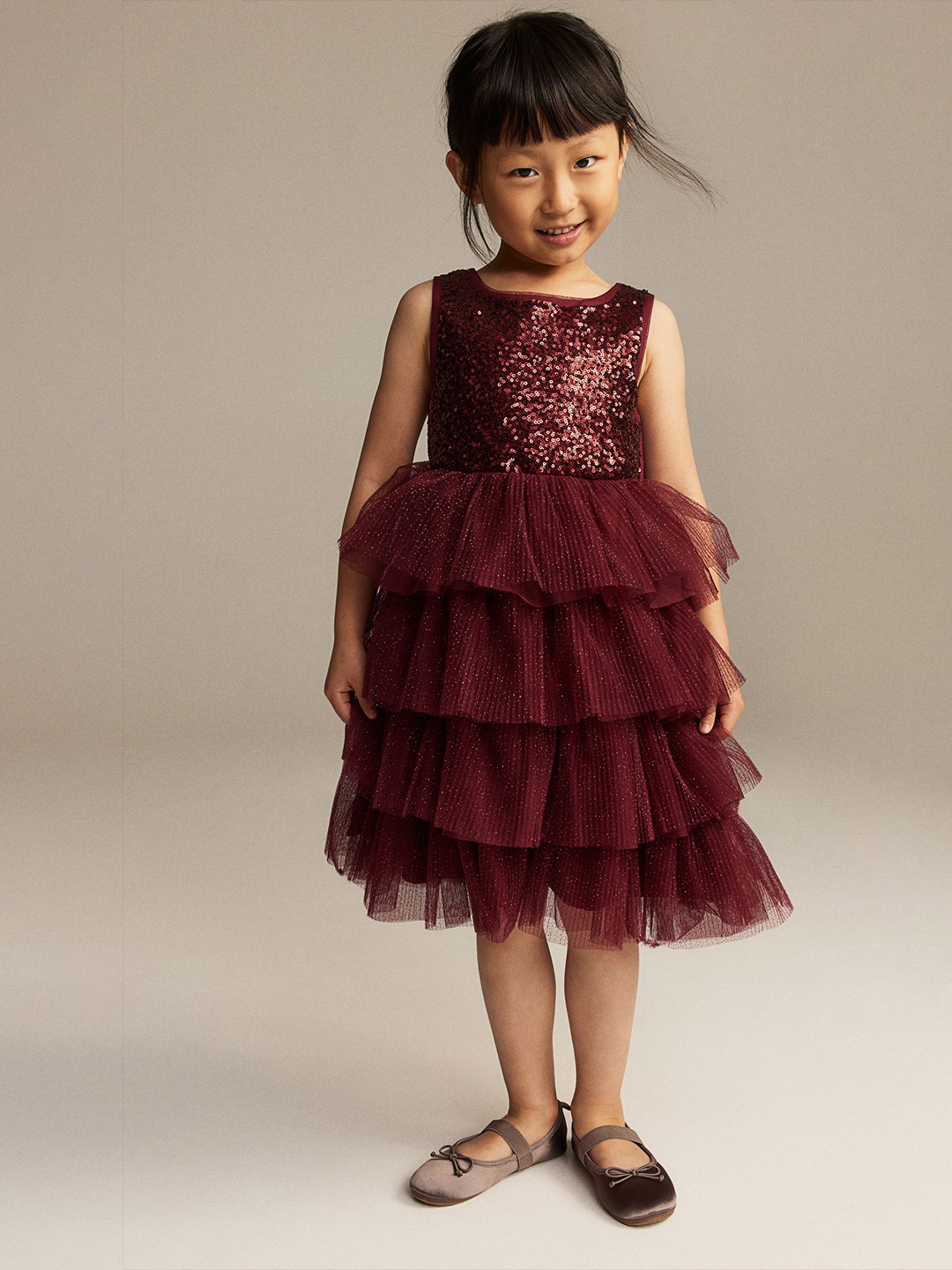 

H&M Girls Sequined Tulle Dress, Red