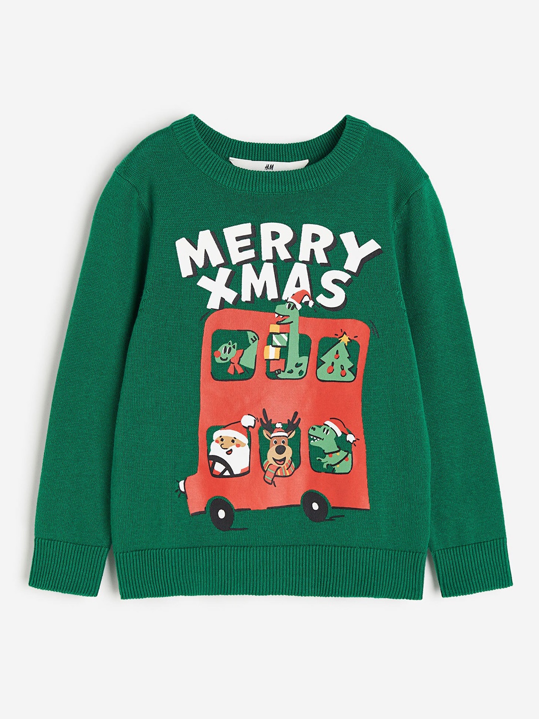 

H&M Boys Jacquard-Knit Cotton Jumper, Green