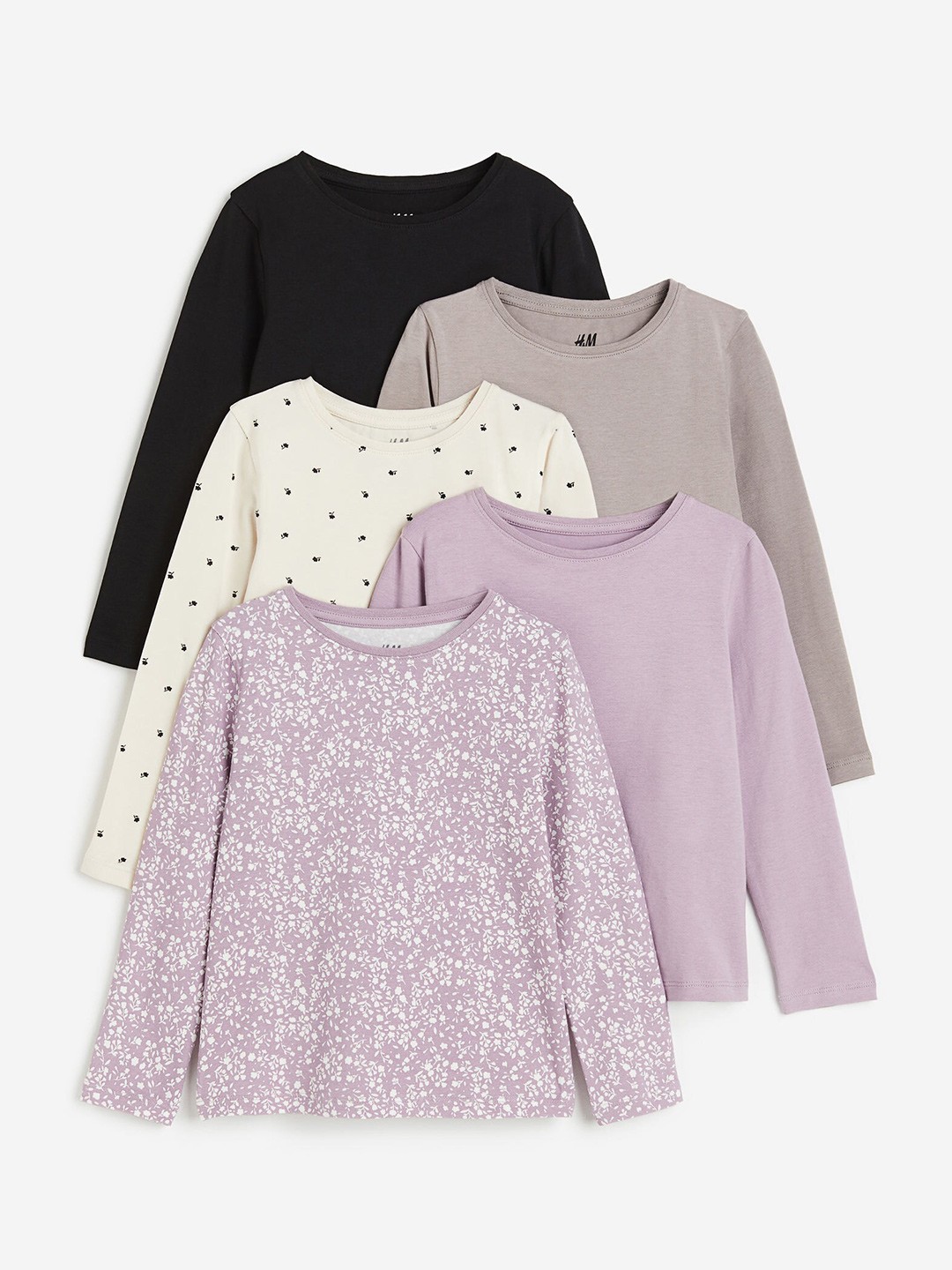 

H&M Girls 5-Pack Jersey Tops, Purple