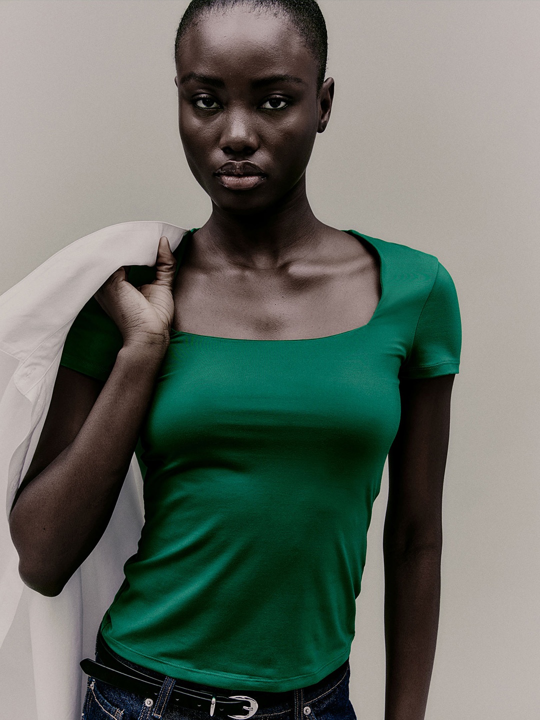 

H&M Square-Neck Top, Green