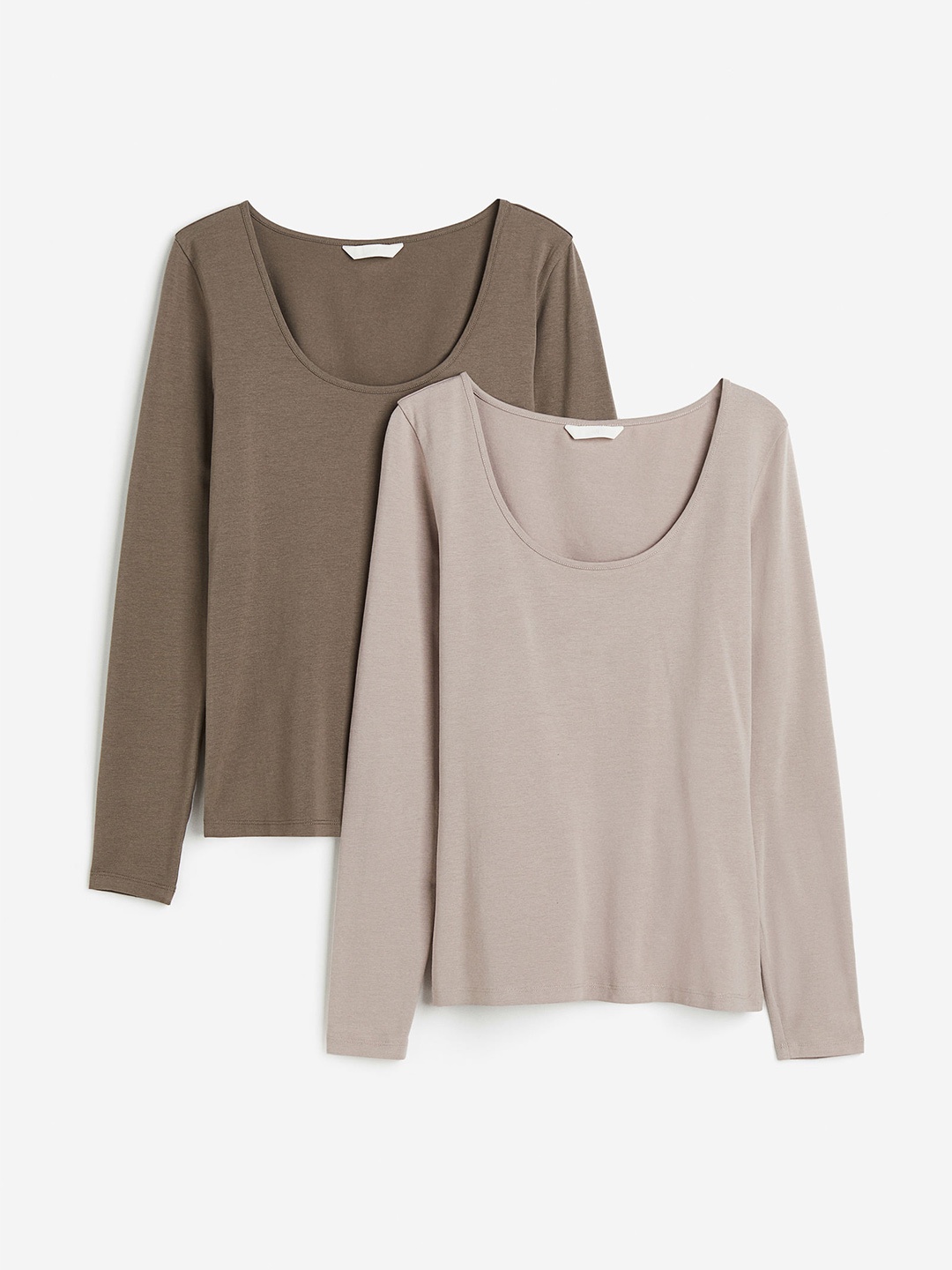 

H&M 2-Pack Jersey Tops, Beige