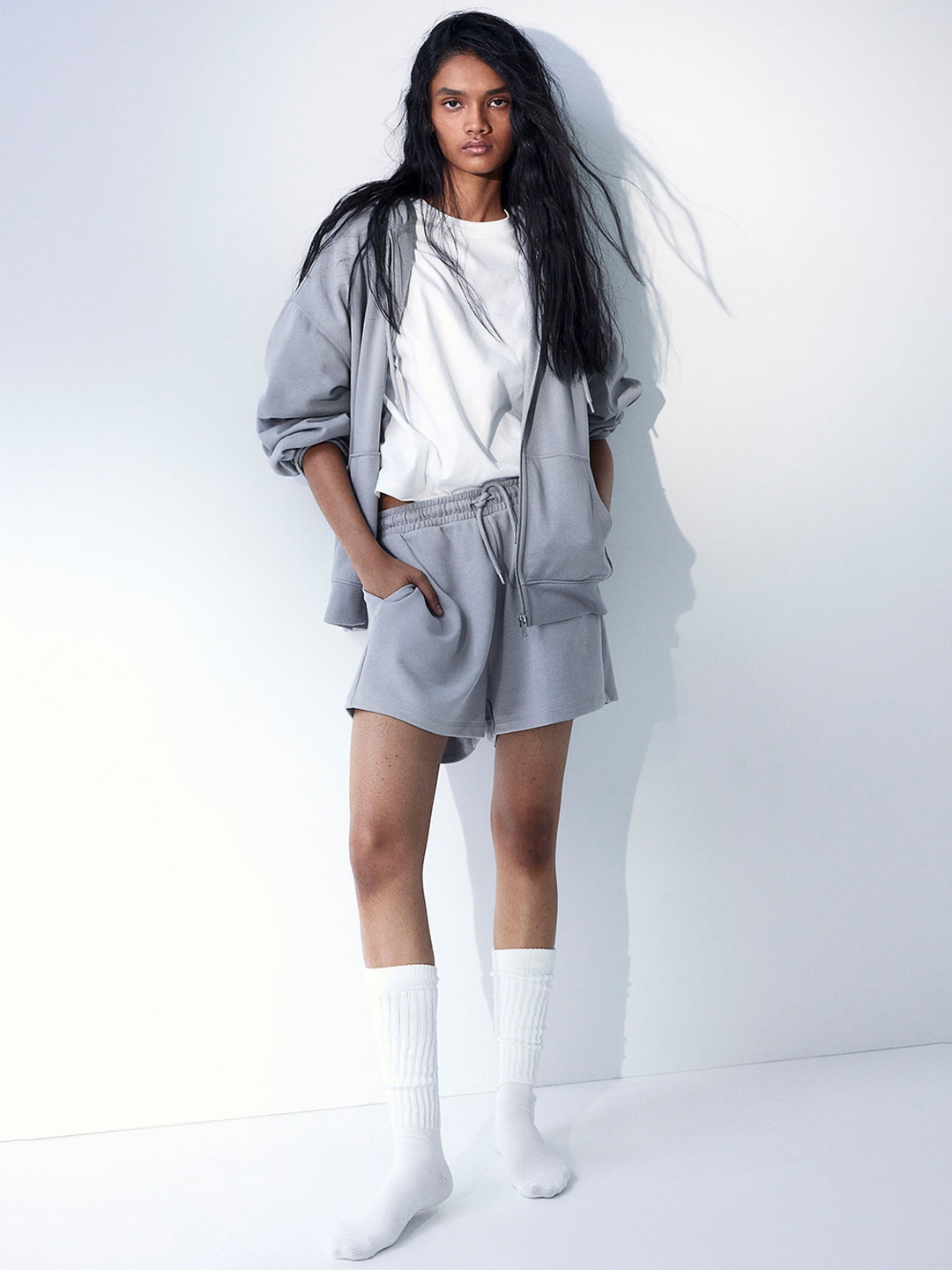 

H&M Women Sweatshirt Shorts, Grey
