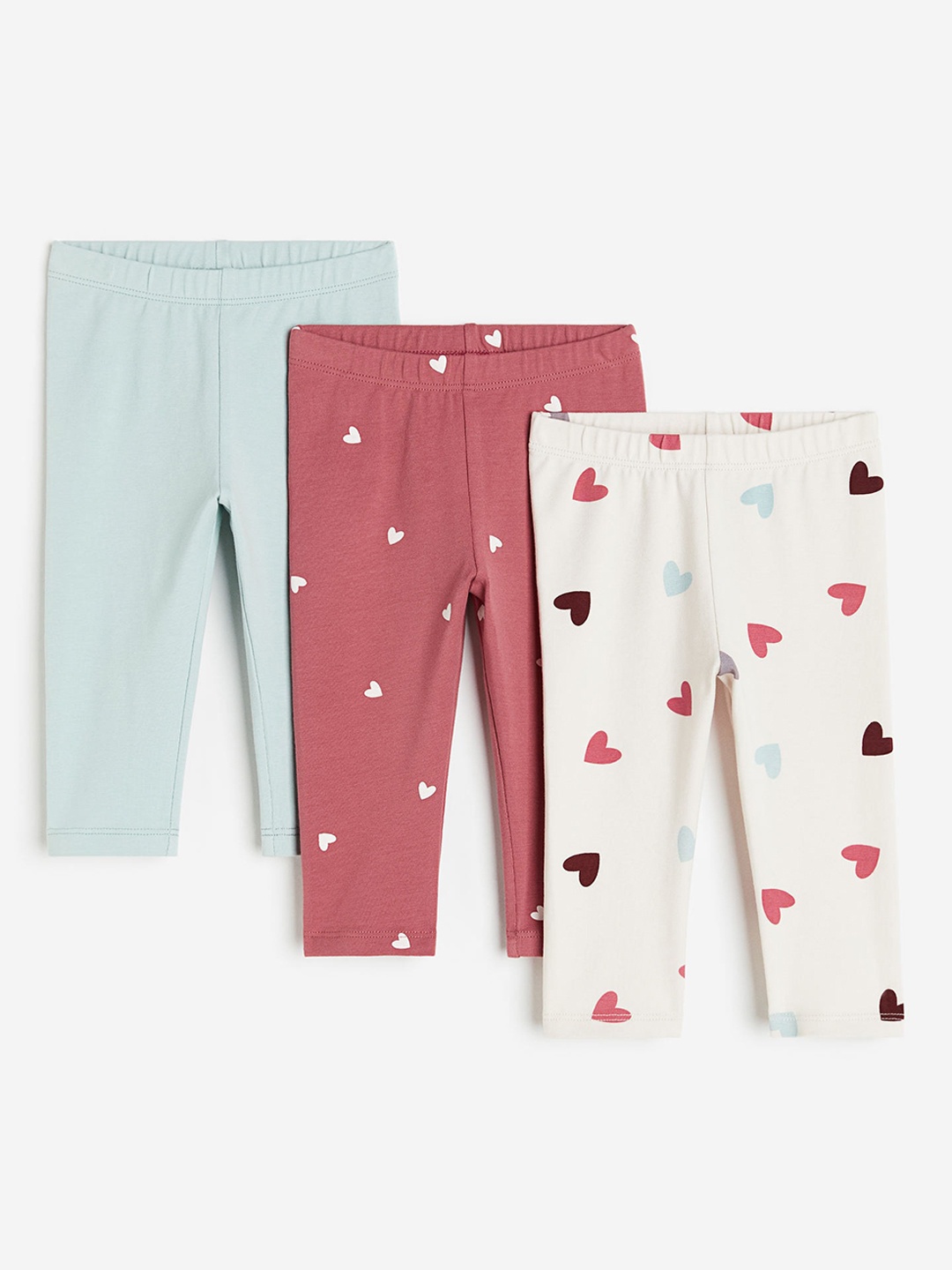 

H&M Boys 3-Pack Cotton Leggings, Pink