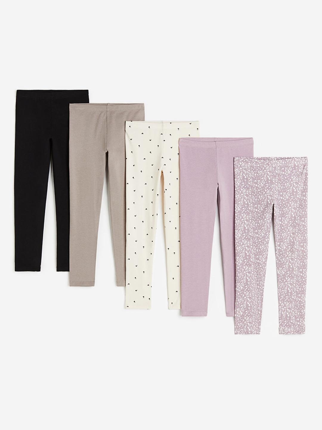

H&M Girls 5-Pack Jersey Leggings, Beige