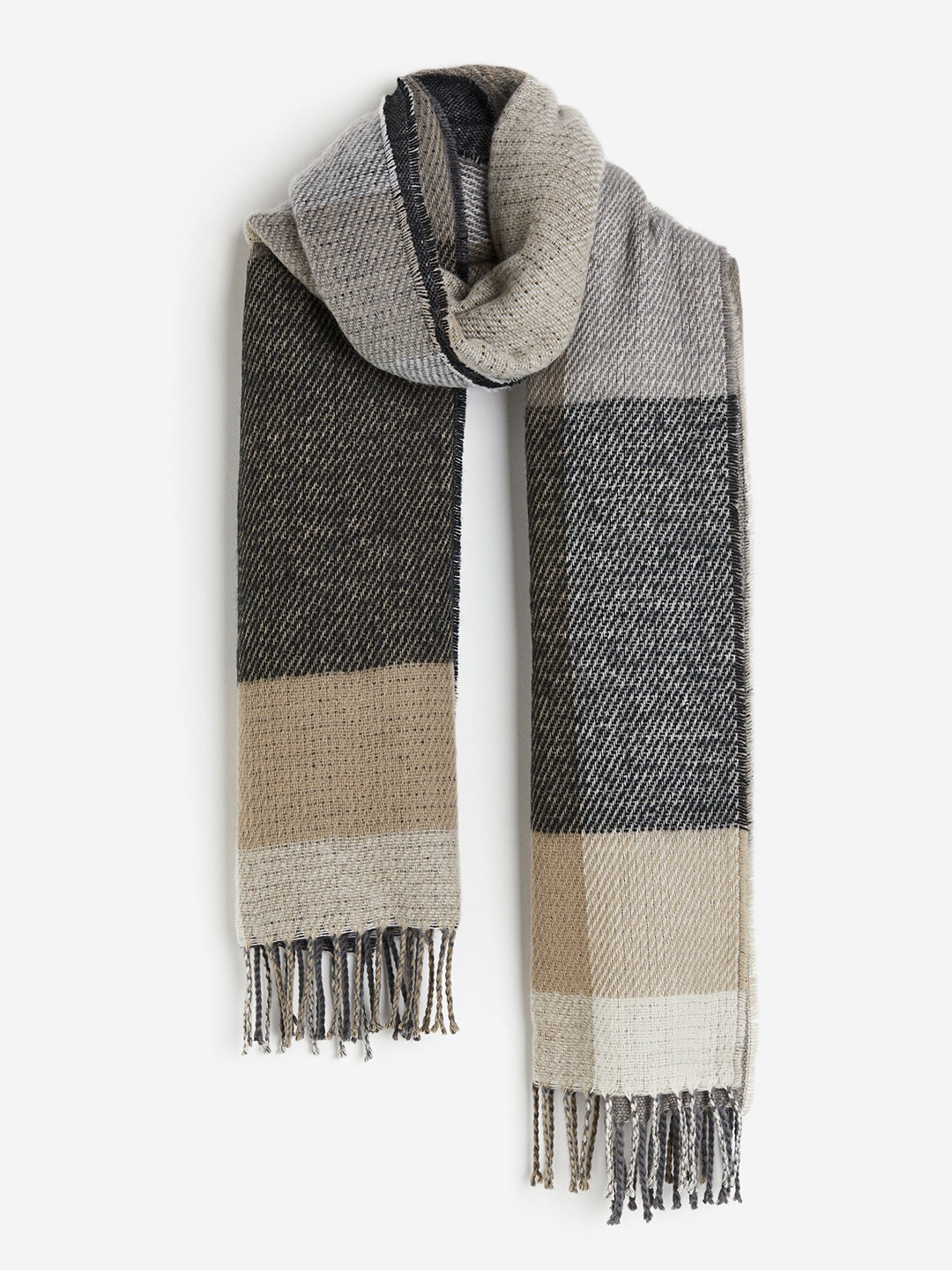 

H&M Men Patterned Scarf, Beige