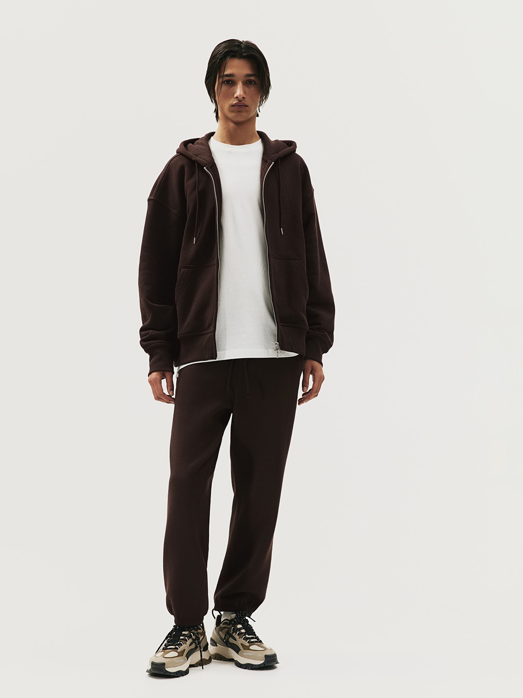 

H&M Oversized Fit Zip-Through Hoodie, Brown